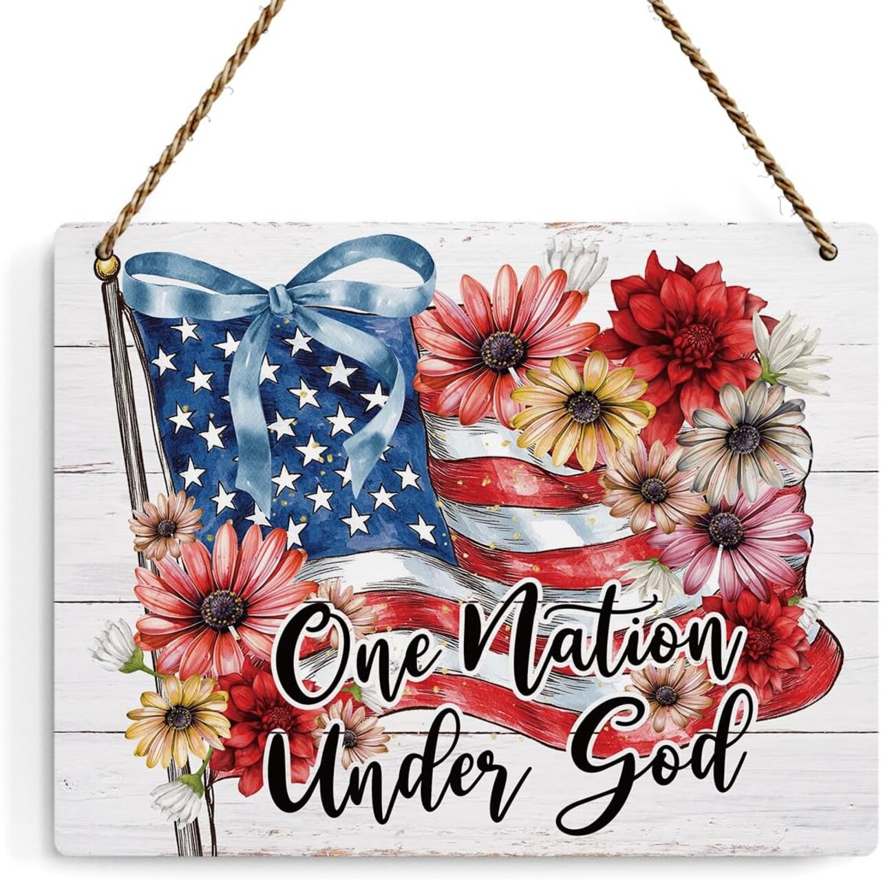 American Flag Patriotic Wall Art Decor (One Nation Under God)